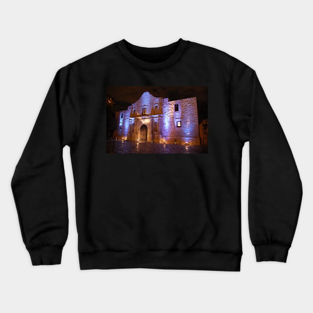 The Alamo in Blue Crewneck Sweatshirt by rogerstrawberry